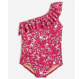 Crewcuts girls pink floral one shoulder one-piece swimsuit 4-5 festival pink